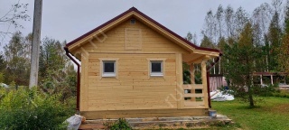 Баня из бруса 6×4 с крыльцом (Б-22), 24 м²