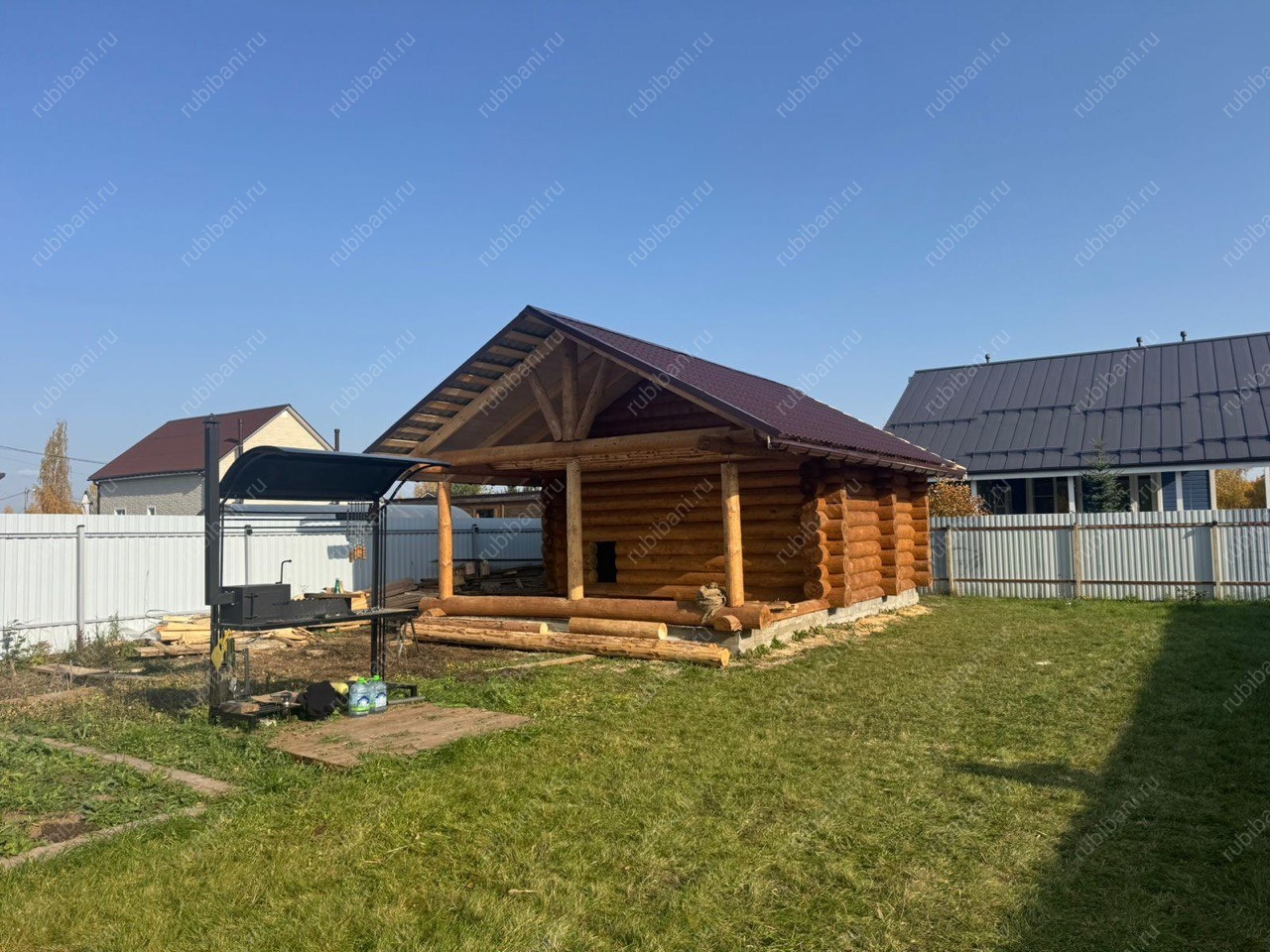 Баня, сруб в чашу 5х5 с террасой 3х5 — фото 1 Баня, сруб в чашу 5х5 с террасой 3х5 — фото 1