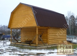 Дом-баня 6×6 с террасой, 36 м²