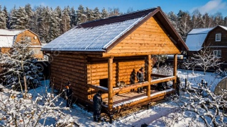Баня 6×6 м с открытой террасой, 48 м²