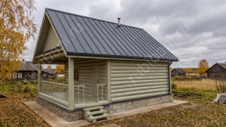Баня 6×6 с террасой, 48 м²