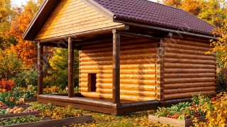 Баня 6×6 м с открытой террасой, 48 м²