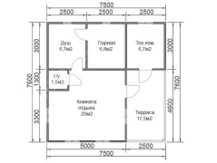 Баня со спальней одноэтажная 49 м²