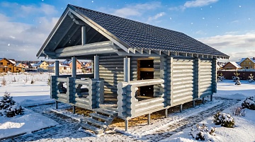 Баня с террасой и мангальной зоной 30 м²