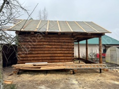 Баня 6×6 м с открытой террасой, 48 м²