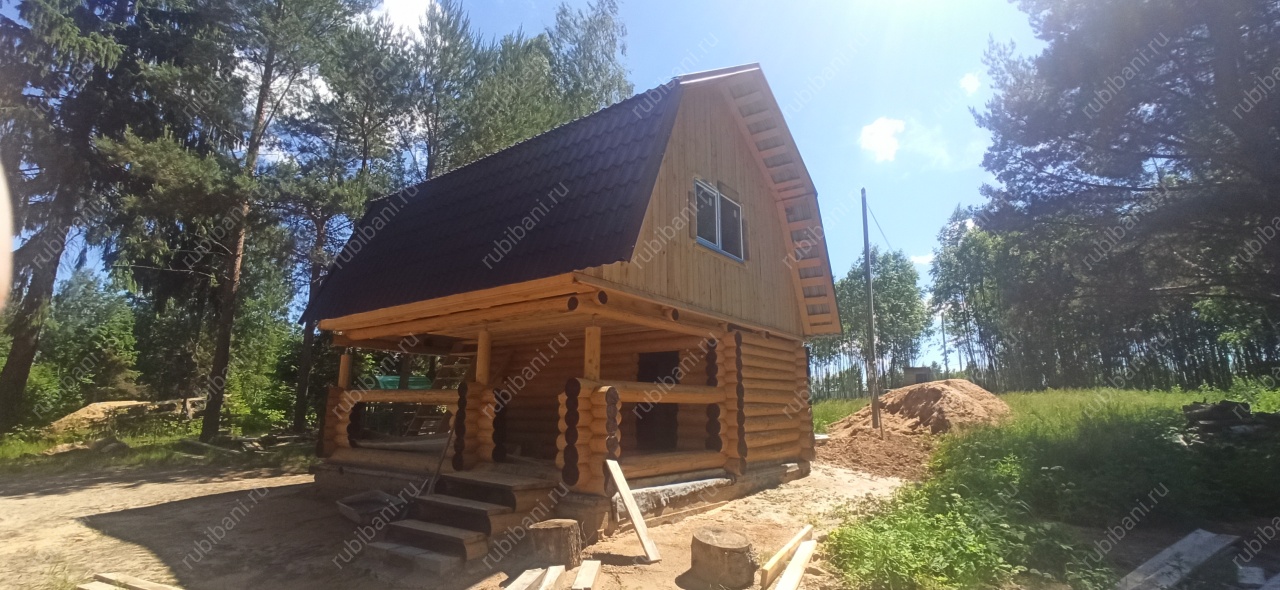 Дом-баня 6х4 с террасой и мансардой — фото 1 Дом-баня 6х4 с террасой и мансардой — фото 1