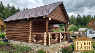 Баня с верандой под одной крышей 30 м²