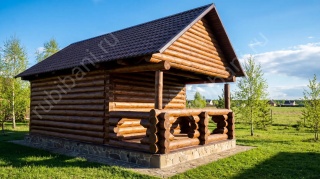Баня с верандой под одной крышей 30 м²
