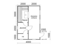 Баня из бруса 6×4 с крыльцом (Б-22), 24 м²
