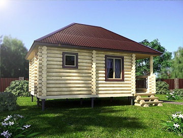 Баня из бревна 4.6×6.5 (ББ-13), 29.9 м² Баня из бревна 4.6×6.5 (ББ-13), 29.9 м²